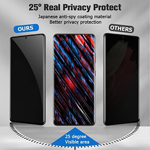 [1+2 חבילה] Galaxy S21 מגן מסך פרטיות אולטרה עם מגן עדשת מצלמה, קשיחות 9 שעות זכוכית מחוסמת/אנטי ריגול/כיפוף 3D/עמיד